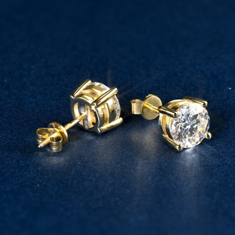 10k Gold D Color Moissanite Earrings