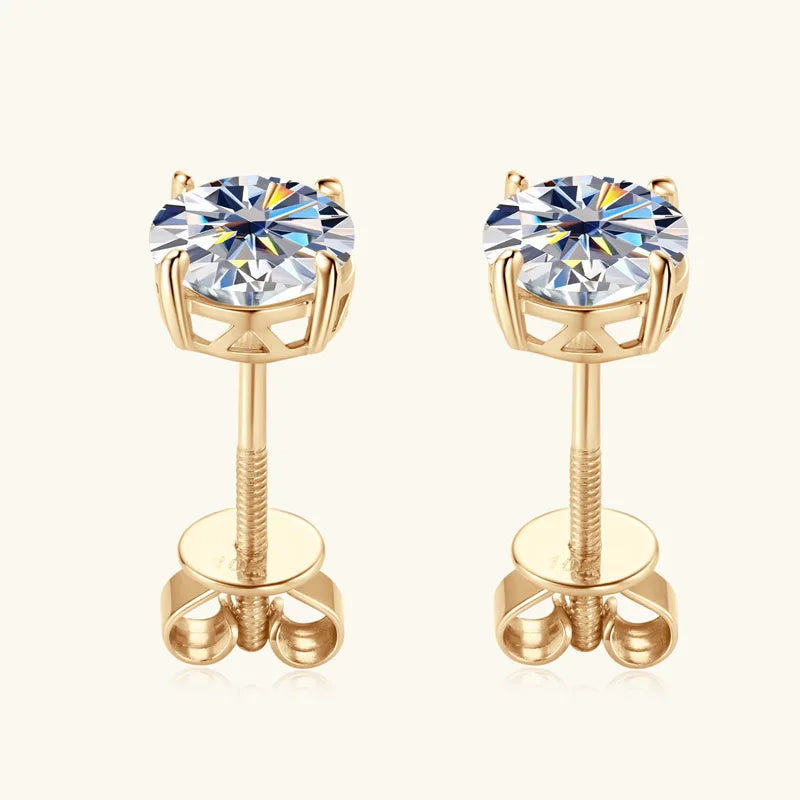 10k/14k Yellow Gold Moissanite Studs