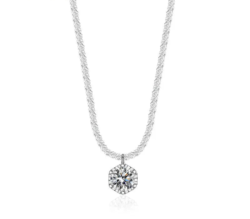 Sterling Moissanite Sparkle Chain Necklace