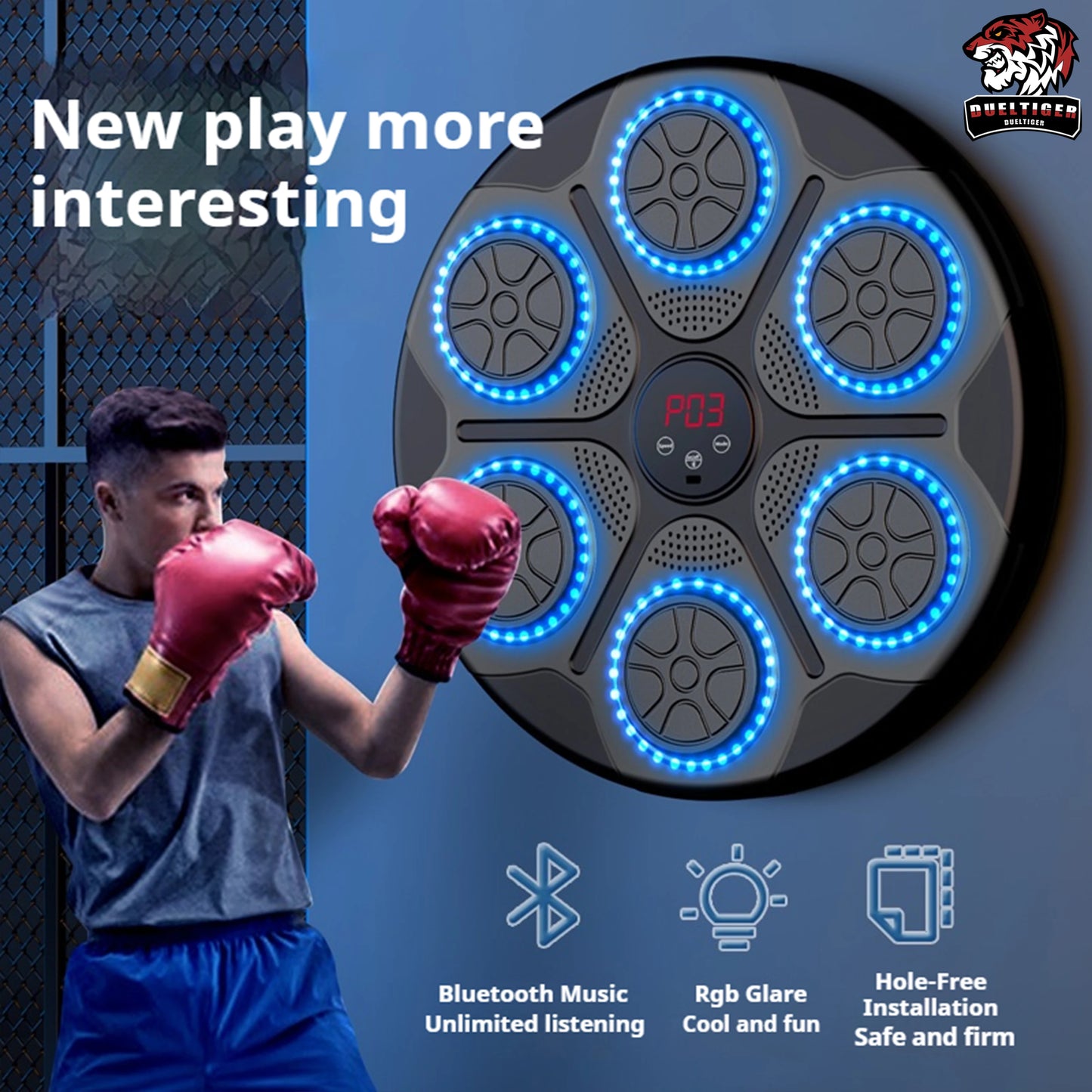 New Music Boxing Machine Smart Bluetooth Wall Mounted Music Boxing Trainer Gym Home Electronic Boxing Target Punching Equipment