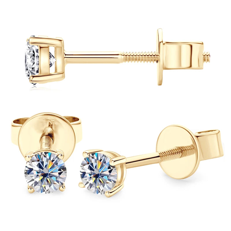 10k Gold D Color Moissanite Earrings