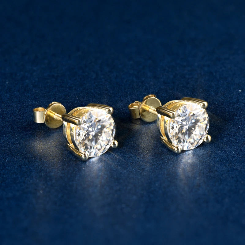 10k Gold D Color Moissanite Earrings