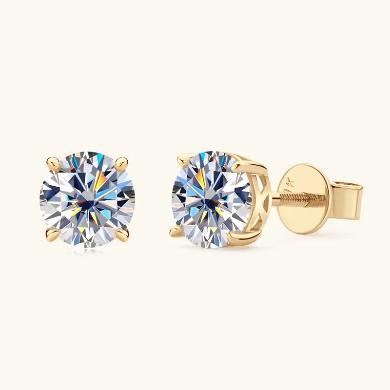 10k/14k Yellow Gold Moissanite Studs