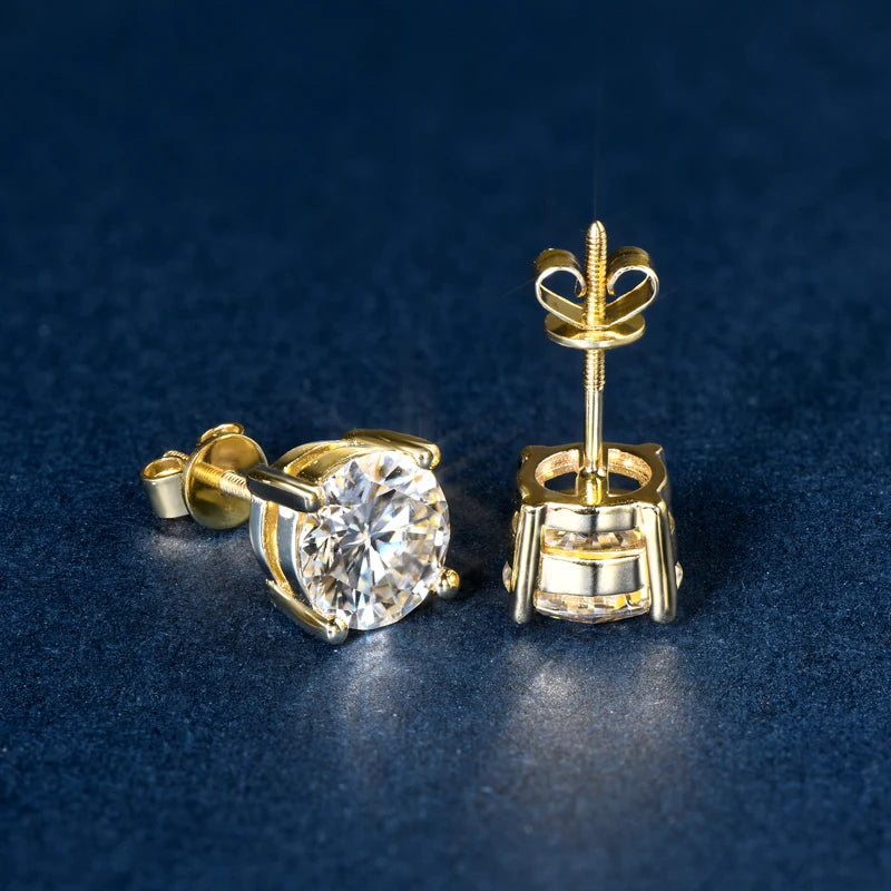 10k Gold D Color Moissanite Earrings