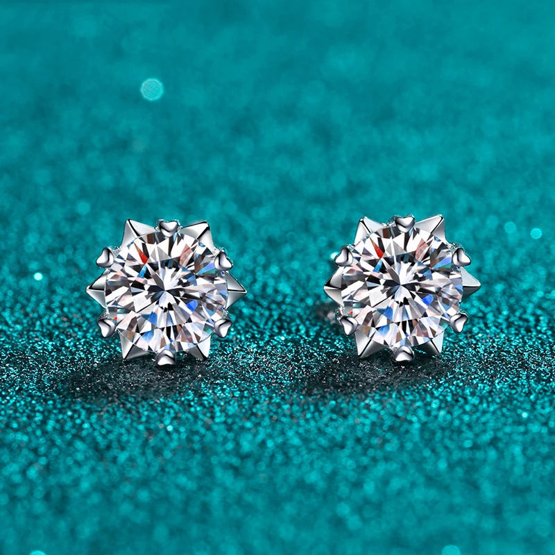 Moissanite Snowflake Stud Earrings