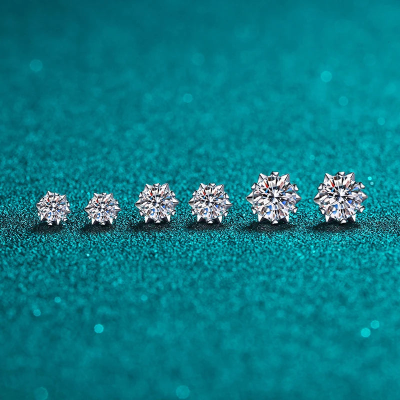 Moissanite Snowflake Stud Earrings