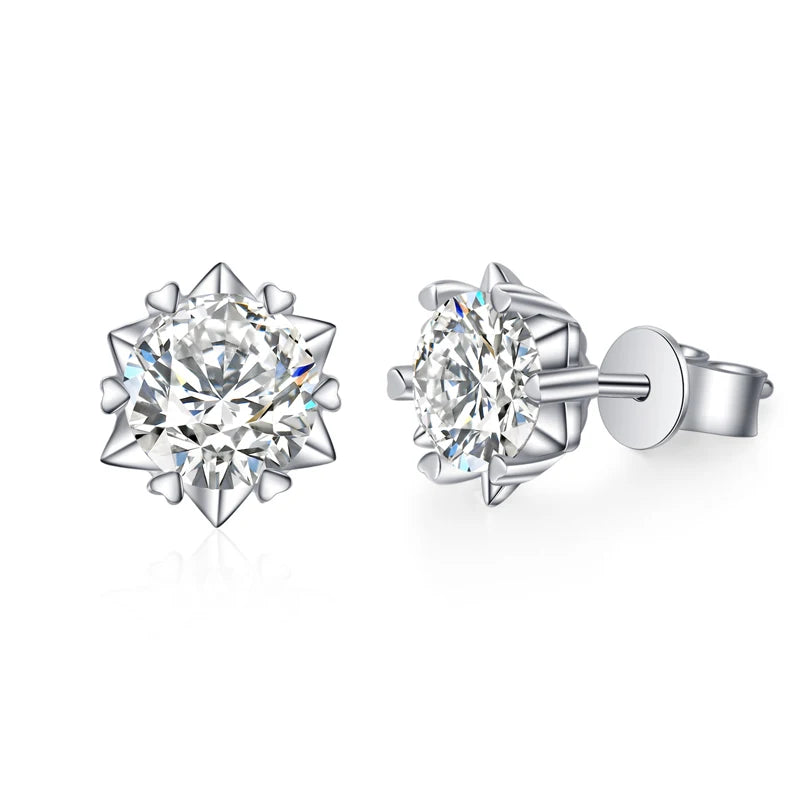 Moissanite Snowflake Stud Earrings